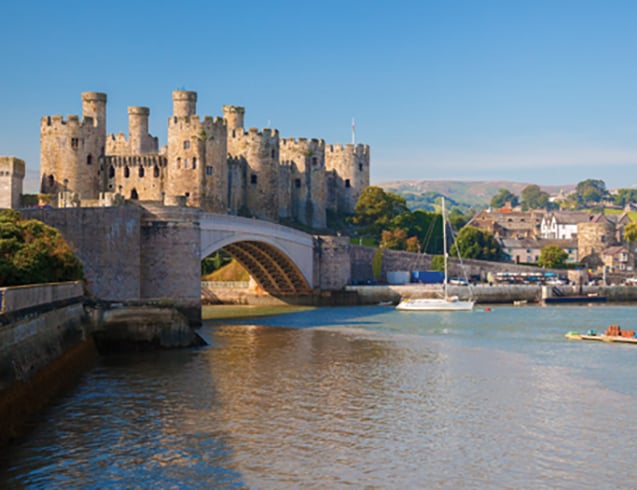 Conwy Castle in Wales, United Kingdom, series of Walesh castles